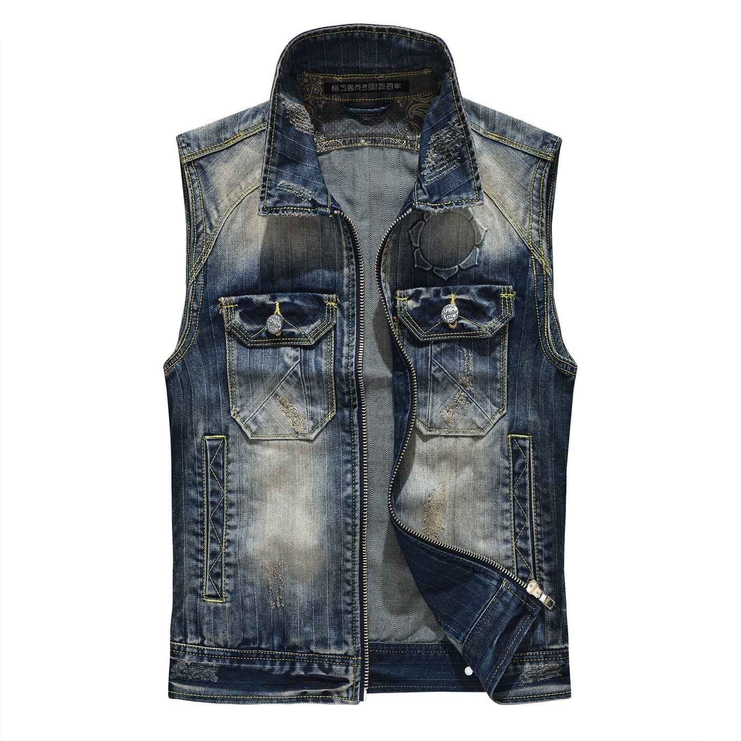 SOLO-DSQ2 25ss zipper Denim Vest coat