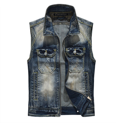 SOLO-DSQ2 25ss zipper Denim Vest coat