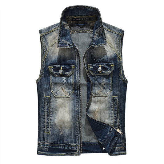 SOLO-DSQ2 25ss zipper Denim Vest coat