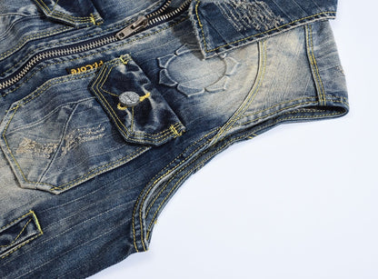 SOLO-DSQ2 25ss zipper Denim Vest coat