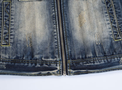 SOLO-DSQ2 25ss zipper Denim Vest coat