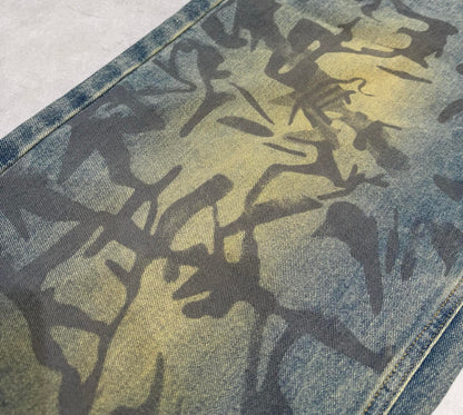 2025SS Distressed Graffiti Jeans